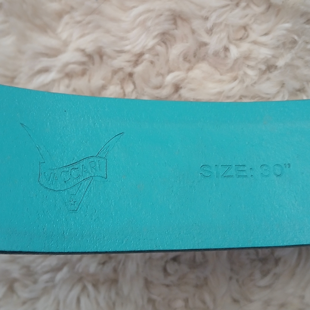 💎 VACCARI Women's Turquoise Tooled Leather Belt NO BUCKLE - Picture 6 of 11